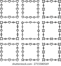 Whimsical Heart and Star Pattern Doodle Frame Set