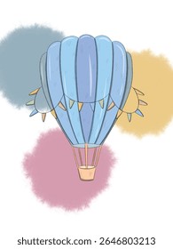 A Whimsical Hot Air Balloon Soaring Through the Sky	