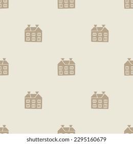 Whimsical house in gender neutral vector pattern. Rustic organic domestic street on seamless background.