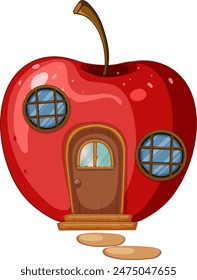 A whimsical house shaped like an apple