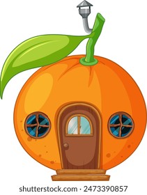 A whimsical house shaped like an orange
