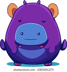 A whimsical icon of a cute hippo, symbolizing the contentment and happiness that comes from embracing a carefree lifestyle.
