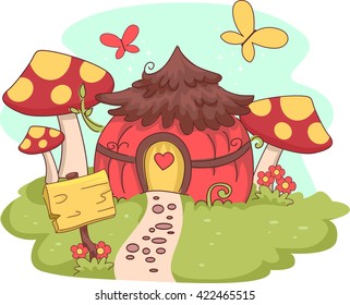 Whimsical Illustration of a Fairy House