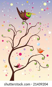 whimsical image of fanciful birds in a surreal landscape