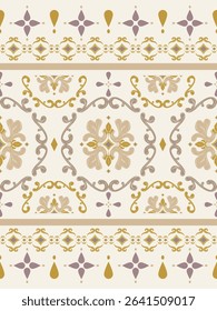 Whimsical Intricate Luxury Rococo Baroque Rich Ingredient Pattern with Elegance Elite Color Gold Purple Shades. Mythology Florals on Cloud Creative Design for Interior Decoration Fabrics Mosaic Dress