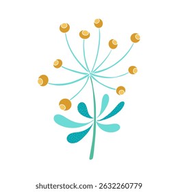Whimsical Jacobean Folk Art Floral Paisley Flower Plant Vector Motif Isolated Traditional Element Cute Colors Ornamental Illustration