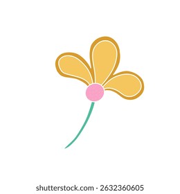 Whimsical Jacobean Folk Art Floral Paisley Flower Plant Vector Motif Isolated Traditional Element Cute Colors Ornamental Illustration