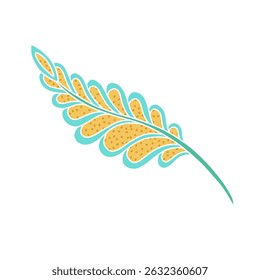 Whimsical Jacobean Folk Art Floral Paisley Leaf Plant Vector Motif Isolated Traditional Element Cute Colors Ornamental Illustration