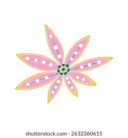 Whimsical Jacobean Folk Art Floral Paisley Flower Plant Vector Motif Isolated Traditional Element Cute Colors Ornamental Illustration