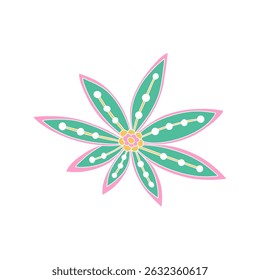 Whimsical Jacobean Folk Art Floral Paisley Flower Plant Vector Motif Isolated Traditional Element Cute Colors Ornamental Illustration