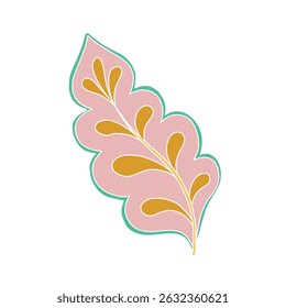 Whimsical Jacobean Folk Art Floral Paisley Leaf Plant Vector Motif Isolated Traditional Element Cute Colors Ornamental Illustration