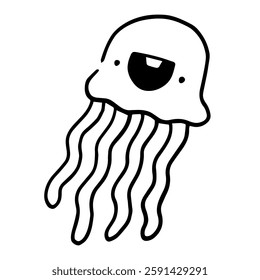 Whimsical Jellyfish Doodle: A charming doodle of a jellyfish with expressive features, perfect for adding a touch of aquatic delight.