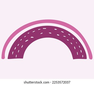 Whimsical kiddie rainbow vector illustration. Simple sky motif for viva magenta clipart. 