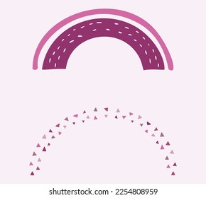 Whimsical kiddie rainbow vector illustration set. Simple sky motif for viva magenta clipart. 
