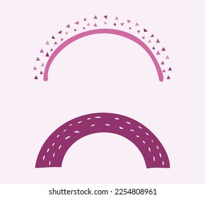 Whimsical kiddie rainbow vector illustration set. Simple sky motif for viva magenta clipart. 