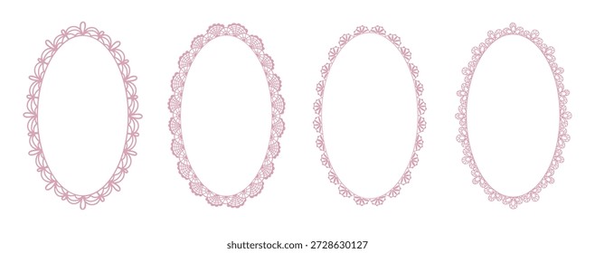 Whimsical lace frame bundle created for wedding invitations, bachelorette graphics and decorative romantic layouts.