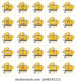 Whimsical laptop emoticons pattern, conveying emotions through digital devices