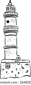 Whimsical Lighthouse Sketch for Coastal Decor Labels