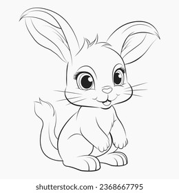 Whimsical Line Drawing Cartoon Rabbit