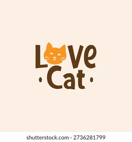 Whimsical Love Cat Logo. Playful Feline Branding for Pet Boutiques, Shelters, and Cat Lovers