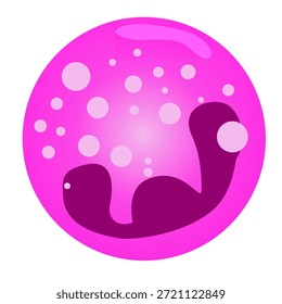Whimsical magenta orb with abstract forms, a playful design element for creative projects, perfect for adding a touch of modern fantasy and imagination
