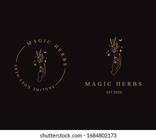 Whimsical Magic Hand Star And Moon Logo Icon