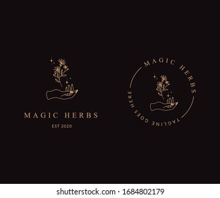 Whimsical Magic Hand Star And Moon Logo Icon