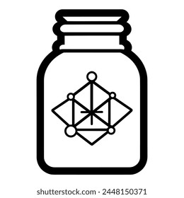 Whimsical magic potion bottle outline in vector format, ideal for fantasy graphics.