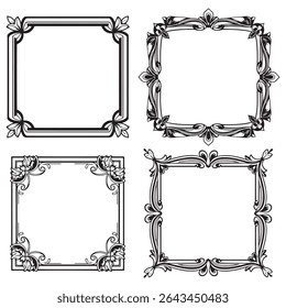 Whimsical and Modern Vintage Decorative Floral Frames Vector Collection
