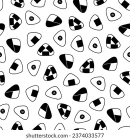 Whimsical Monochrome Rice Ball Delights Cartoon Wonderland Vector Pattern can be use for background and apparel design
