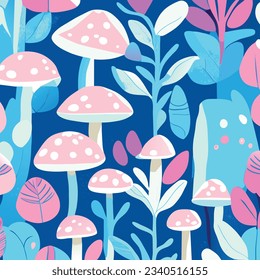 Whimsical mushroom pattern designs inspired by nature. Ideal for textiles, home decor, and accessories