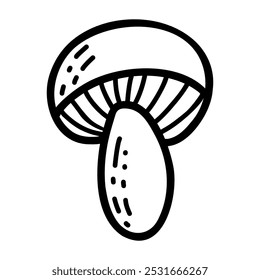 Ilustración vectorial caprichosa de setas: diseño de Doodle en blanco y negro dibujado a mano, perfecto para arte con temas de Naturaleza, decoración de fantasía, estampados y proyectos creativos: estilo minimalista con contorno detallado