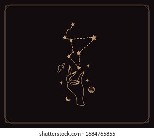 Whimsical Mystic Hand Star Moon Plant Logo Icon