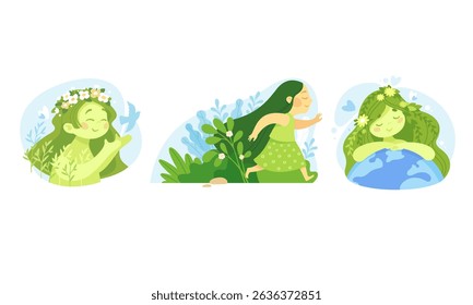 A Whimsical Nature Spirit Embodying Vibrant Green Life and Vitality in the World