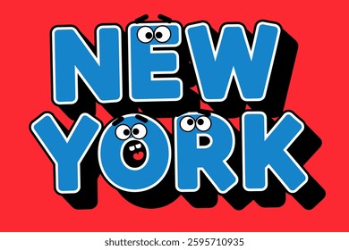 Whimsical New York Typography Art: A Playful and Colorful Representation of Urban Culture and Creativity