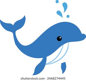 Whimsical Ocean Friend Marine Life Illustrations Blue Whale
