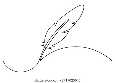 Whimsical One Line Bird Feather Drawing for Zen Decor