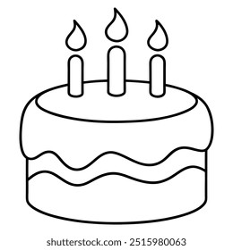 Un caprichoso pastel de fiesta dibujado en una sola línea continua con humor.