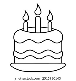 Un caprichoso pastel de fiesta dibujado en una sola línea continua con humor.