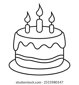 Un caprichoso pastel de fiesta dibujado en una sola línea continua con humor.