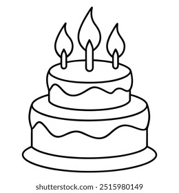 Un caprichoso pastel de fiesta dibujado en una sola línea continua con humor.