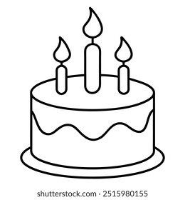 Um bolo de festa caprichoso desenhou em uma única linha contínua com humor.