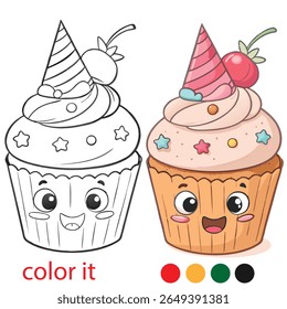 Whimsical Party Characters Coloring Page for Kids – Cute Cartoon Style with Confetti, Party Hats, and Playful Celebration Elements for Activity Book


