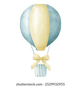 Whimsical Pastel Hot Air Balloon with Yellow Bow