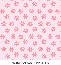 Whimsical Paw Prints: Dark Pink on Light Pink Background. Perfect for animal-related projects, this delightful design adds a touch of warmth and affection to your creations