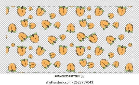 Whimsical Peach and Apricot Fruit Pattern Repeat Design for Textile and Backgrounds