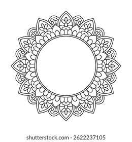 Whimsical Petal Swirl Mandala for Coloring Book Page