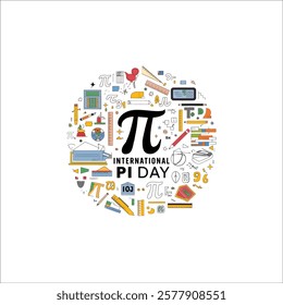 Whimsical Pi Day Illustration with Bold Pi Symbol and Nature Elements
Cheerful Pi Day Design with Stylized Pi Symbol and Modern Typography
