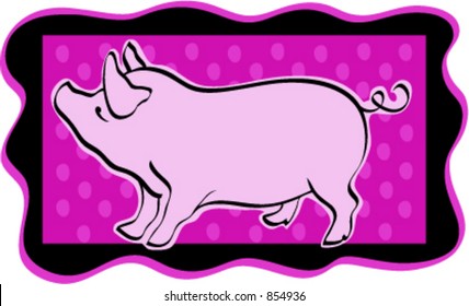 Whimsical Pig with Color