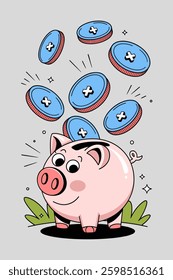 Whimsical Piggy Bank Illustration: A Playful Take on Savings and Financial Growth